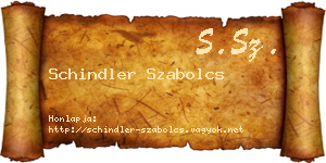 Schindler Szabolcs névjegykártya